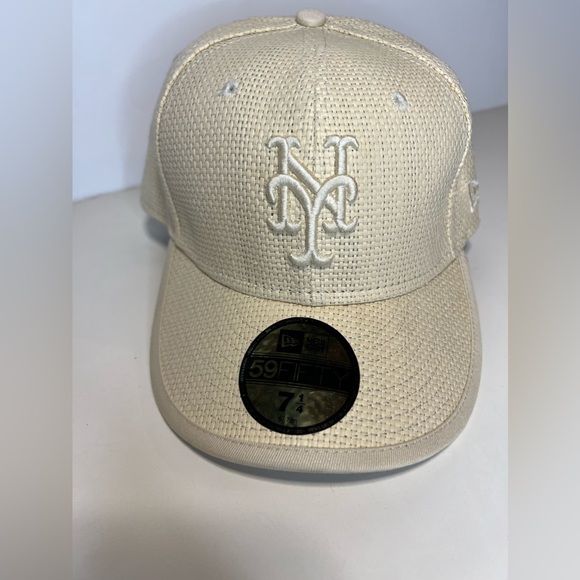 NY Mets New Era 59Fifty Paper Straw BB Cap - Picture 2 of 9